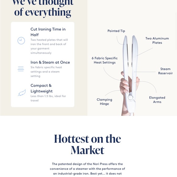 Nori Press Travel Steam Iron, Green - Picture 4 of 4